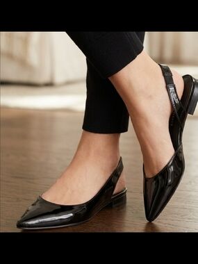 Marc Fisher Pointed Toe Patent Slingback Flats Sz. 6.5